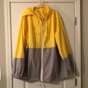 Yellow and gray lightweight waterproof rain jacket